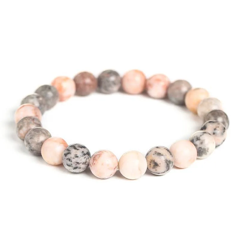 Bracelet Crystal - Pink Zebra Jasper 8mm Beads