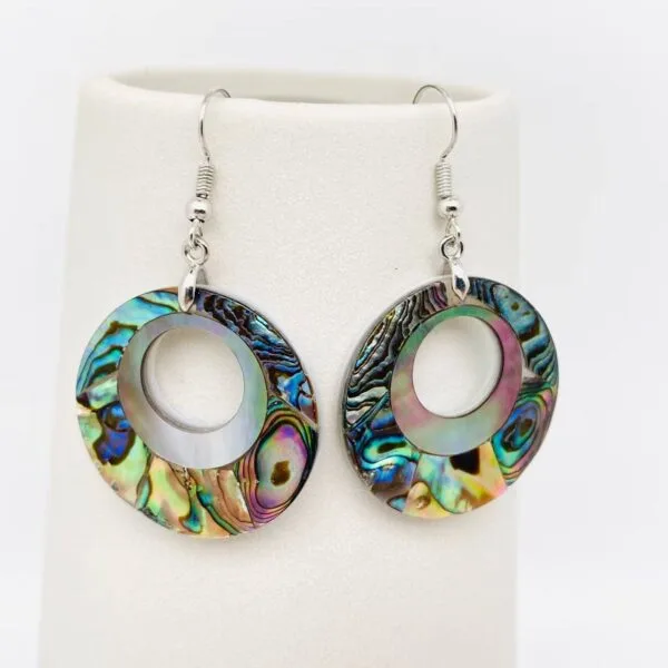 Abalone Shell Pendant Earrings - Open Circle